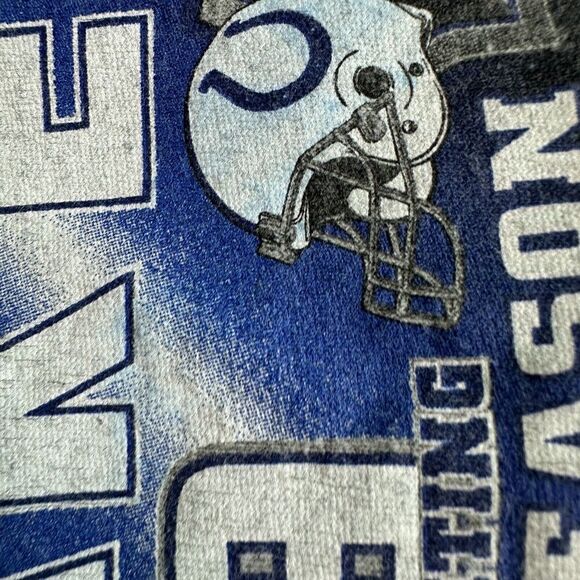 VINTAGE Indianapolis Colts Shirt Mens XL Gray Blue Payton Manning Record Breaker - Picture 9 of 10